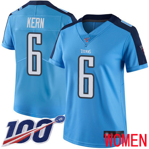 Tennessee Titans Limited Light Blue Women Brett Kern Jersey NFL Football #6 100th Season Rush Vapor Untouchable